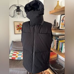 Black Hooded Adidas Y3 Yohji Yamamoto Puffer Vest with Hood Gilet